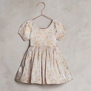 Elegant Floral Luisa Dress in Gold and Cream Garden Metallic